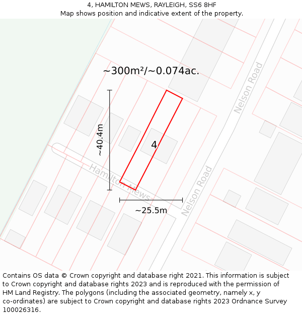 4, HAMILTON MEWS, RAYLEIGH, SS6 8HF: Plot and title map