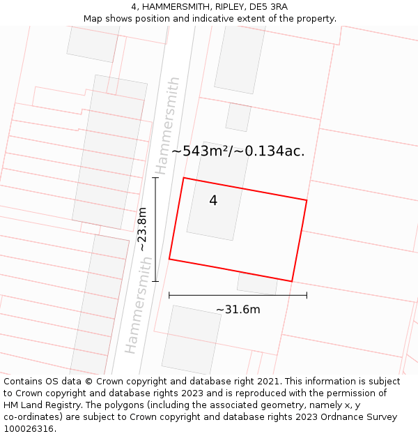 4, HAMMERSMITH, RIPLEY, DE5 3RA: Plot and title map
