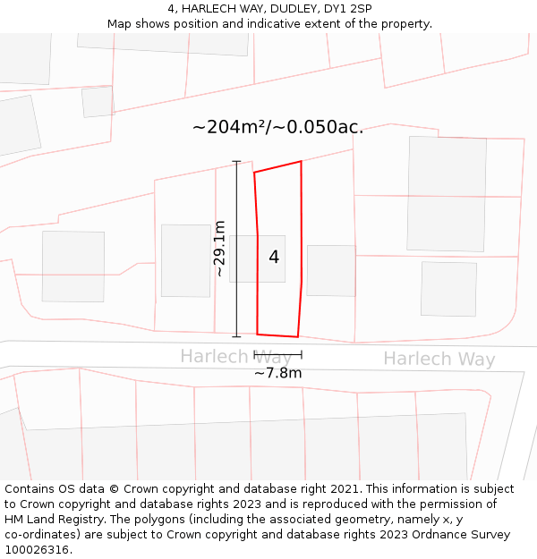 4, HARLECH WAY, DUDLEY, DY1 2SP: Plot and title map