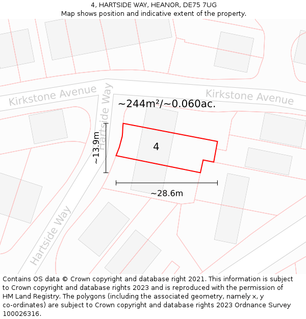 4, HARTSIDE WAY, HEANOR, DE75 7UG: Plot and title map
