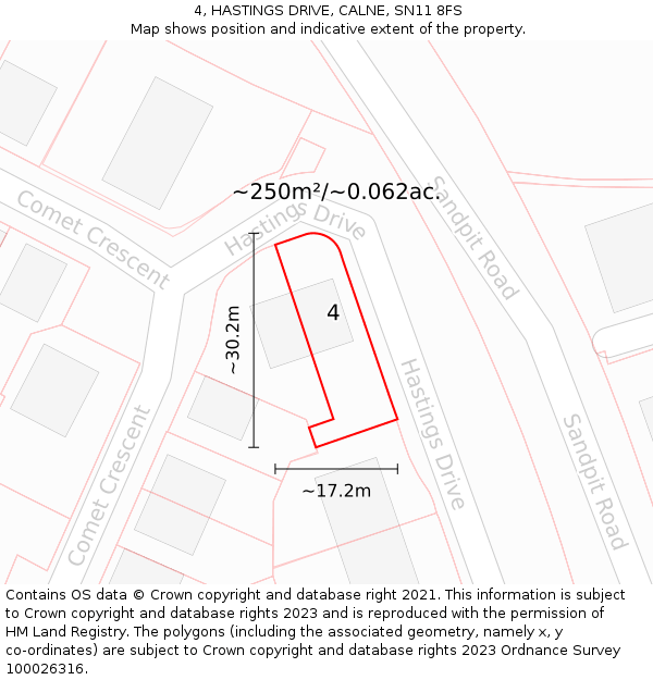 4, HASTINGS DRIVE, CALNE, SN11 8FS: Plot and title map