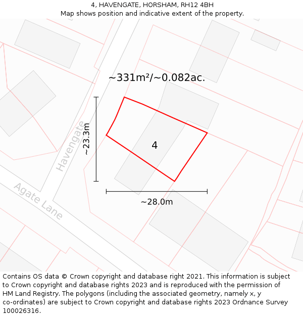 4, HAVENGATE, HORSHAM, RH12 4BH: Plot and title map
