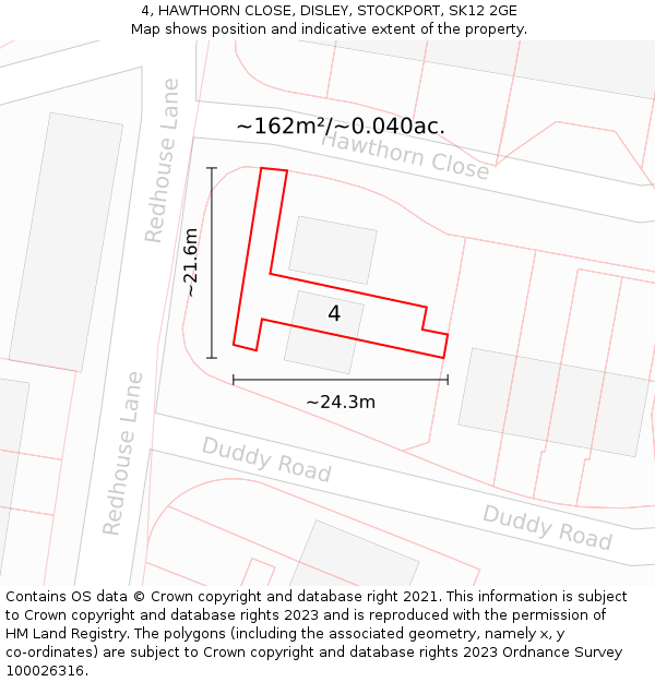 4, HAWTHORN CLOSE, DISLEY, STOCKPORT, SK12 2GE: Plot and title map