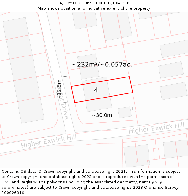 4, HAYTOR DRIVE, EXETER, EX4 2EP: Plot and title map