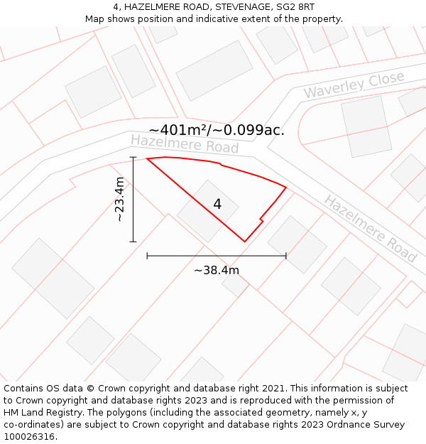 4, HAZELMERE ROAD, STEVENAGE, SG2 8RT: Plot and title map