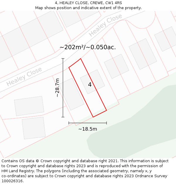 4, HEALEY CLOSE, CREWE, CW1 4RS: Plot and title map