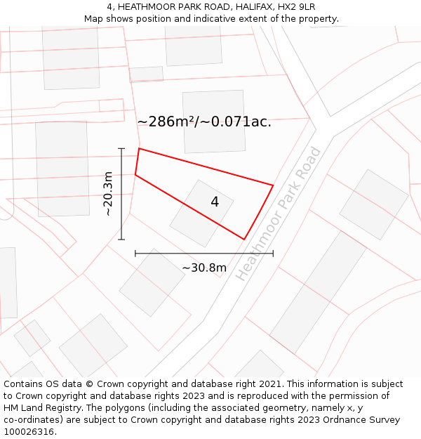 4, HEATHMOOR PARK ROAD, HALIFAX, HX2 9LR: Plot and title map