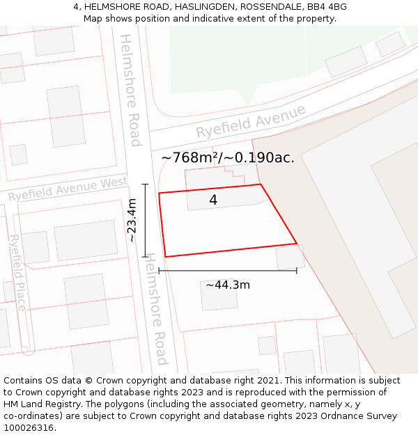 4, HELMSHORE ROAD, HASLINGDEN, ROSSENDALE, BB4 4BG: Plot and title map