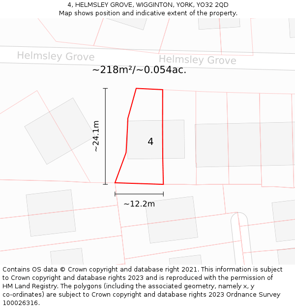 4, HELMSLEY GROVE, WIGGINTON, YORK, YO32 2QD: Plot and title map