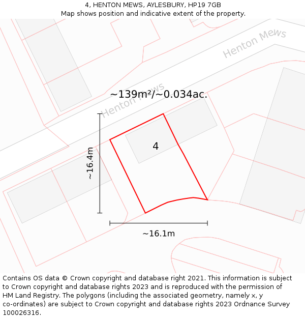 4, HENTON MEWS, AYLESBURY, HP19 7GB: Plot and title map