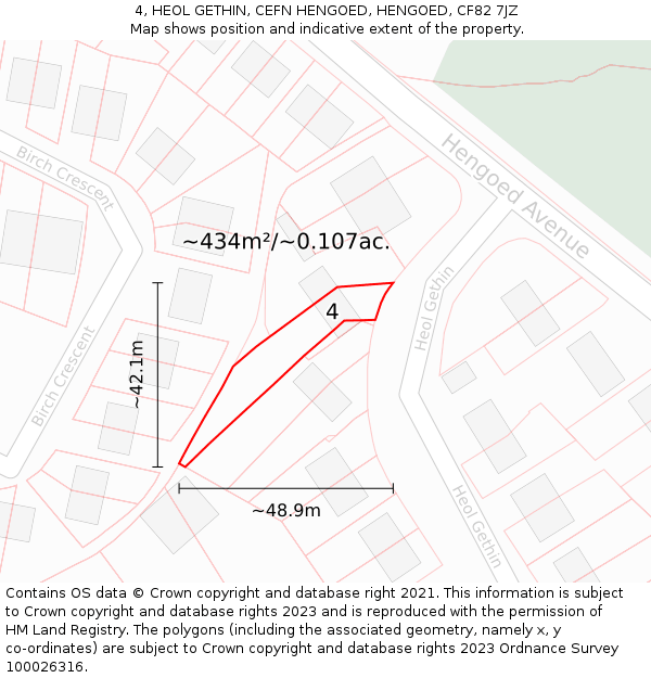 4, HEOL GETHIN, CEFN HENGOED, HENGOED, CF82 7JZ: Plot and title map