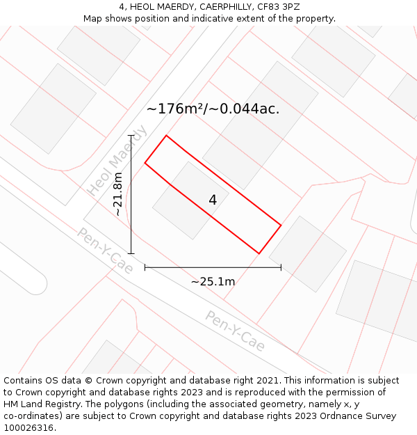 4, HEOL MAERDY, CAERPHILLY, CF83 3PZ: Plot and title map
