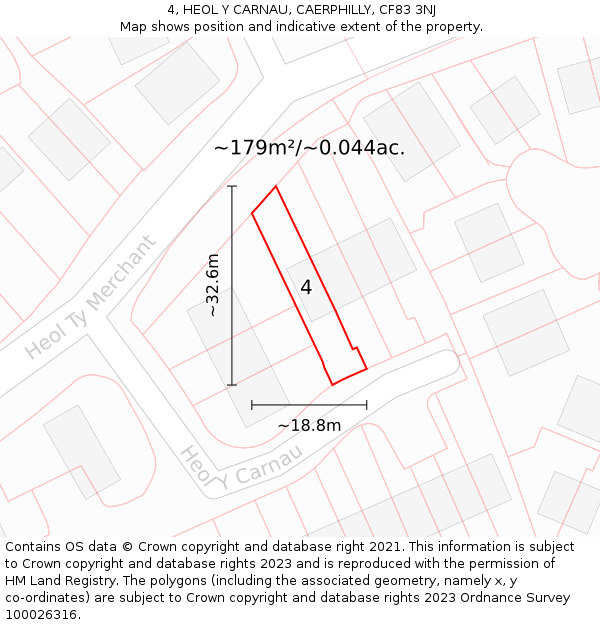 4, HEOL Y CARNAU, CAERPHILLY, CF83 3NJ: Plot and title map