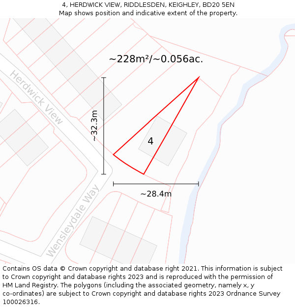 4, HERDWICK VIEW, RIDDLESDEN, KEIGHLEY, BD20 5EN: Plot and title map