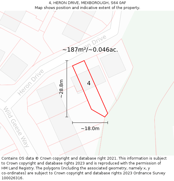 4, HERON DRIVE, MEXBOROUGH, S64 0AF: Plot and title map