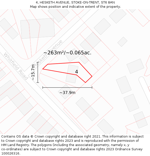 4, HESKETH AVENUE, STOKE-ON-TRENT, ST6 8AN: Plot and title map