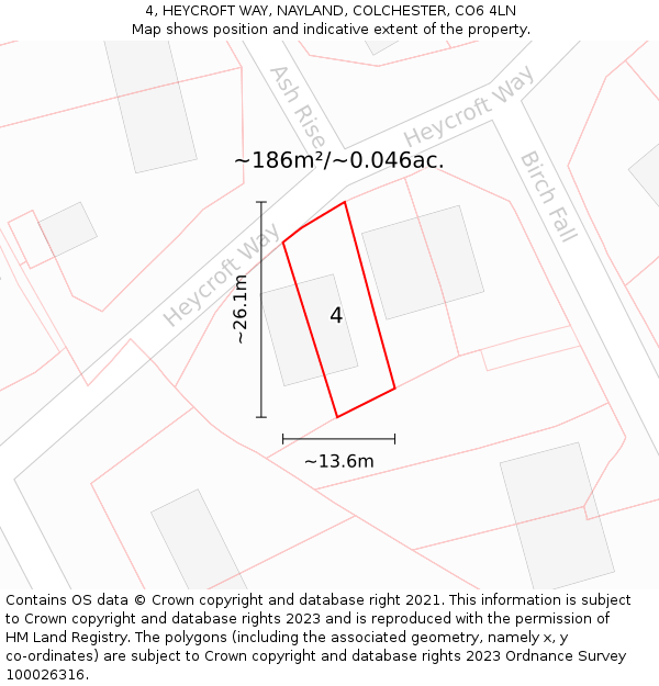 4, HEYCROFT WAY, NAYLAND, COLCHESTER, CO6 4LN: Plot and title map