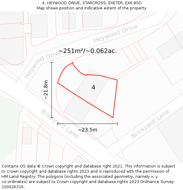 4, HEYWOOD DRIVE, STARCROSS, EXETER, EX6 8SD: Plot and title map