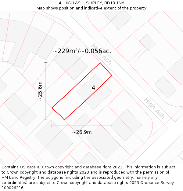 4, HIGH ASH, SHIPLEY, BD18 1NA: Plot and title map