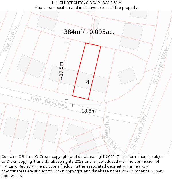 4, HIGH BEECHES, SIDCUP, DA14 5NA: Plot and title map