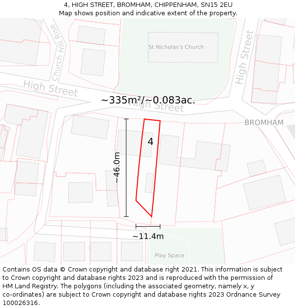 4, HIGH STREET, BROMHAM, CHIPPENHAM, SN15 2EU: Plot and title map