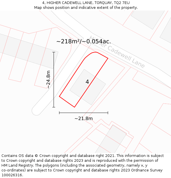 4, HIGHER CADEWELL LANE, TORQUAY, TQ2 7EU: Plot and title map