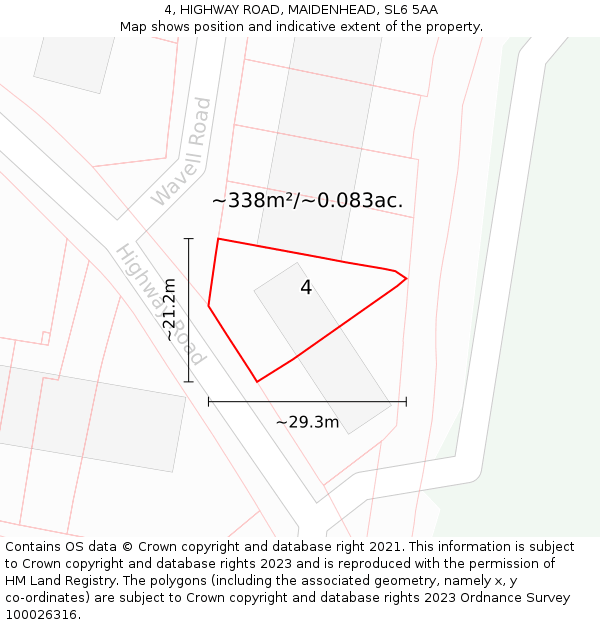 4, HIGHWAY ROAD, MAIDENHEAD, SL6 5AA: Plot and title map