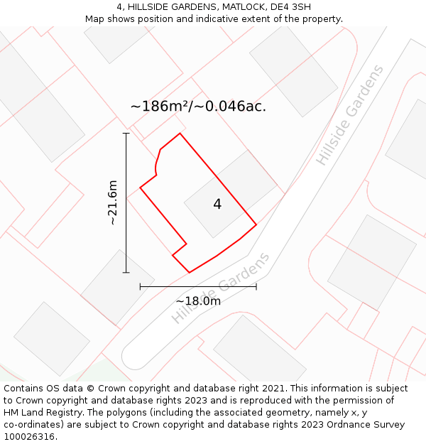 4, HILLSIDE GARDENS, MATLOCK, DE4 3SH: Plot and title map