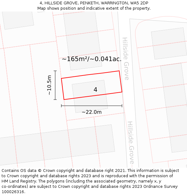 4, HILLSIDE GROVE, PENKETH, WARRINGTON, WA5 2DP: Plot and title map