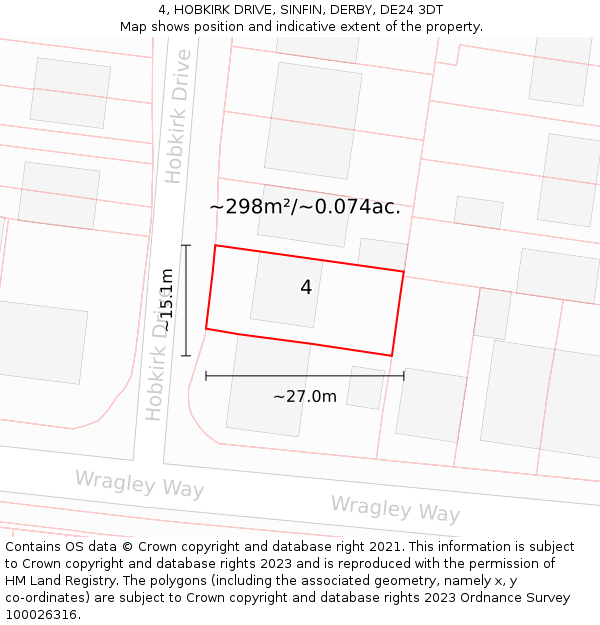 4, HOBKIRK DRIVE, SINFIN, DERBY, DE24 3DT: Plot and title map
