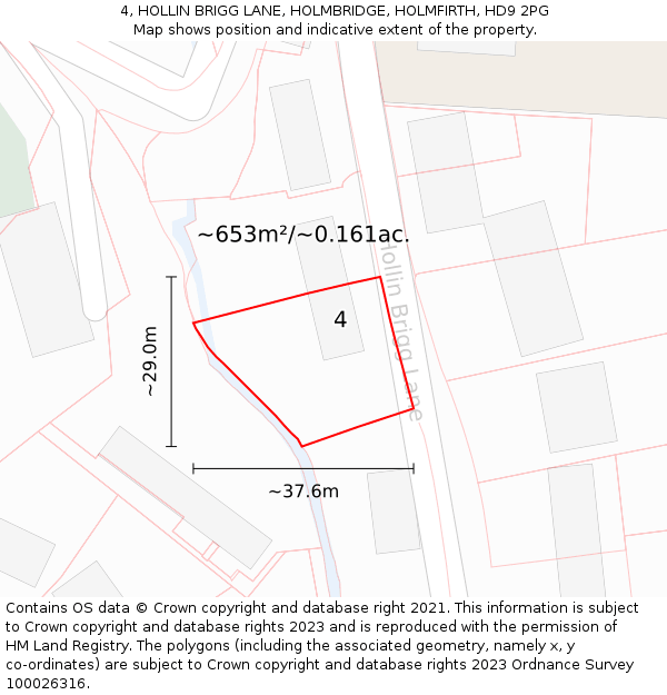 4, HOLLIN BRIGG LANE, HOLMBRIDGE, HOLMFIRTH, HD9 2PG: Plot and title map