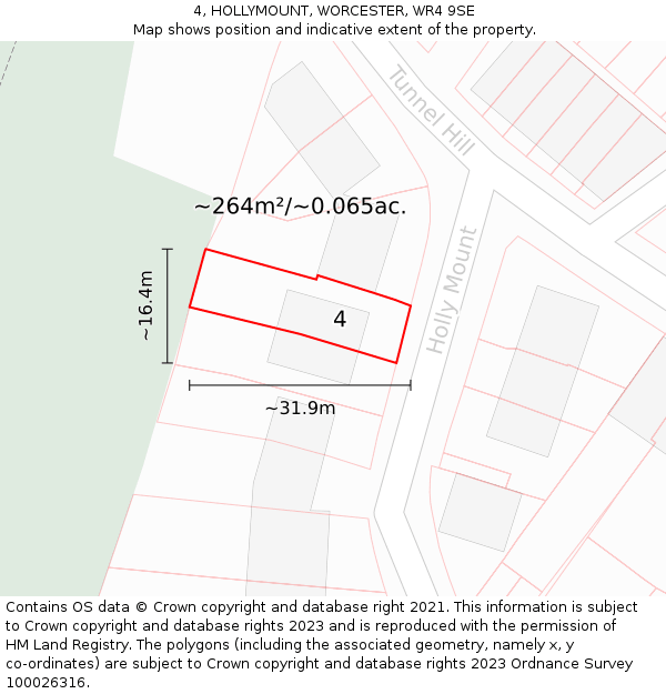 4, HOLLYMOUNT, WORCESTER, WR4 9SE: Plot and title map