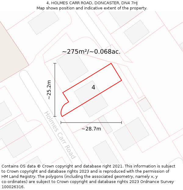 4, HOLMES CARR ROAD, DONCASTER, DN4 7HJ: Plot and title map
