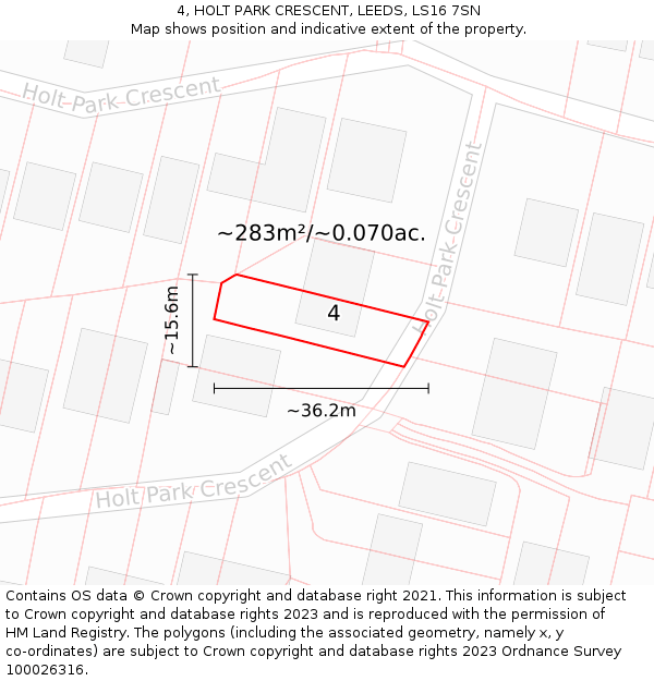 4, HOLT PARK CRESCENT, LEEDS, LS16 7SN: Plot and title map