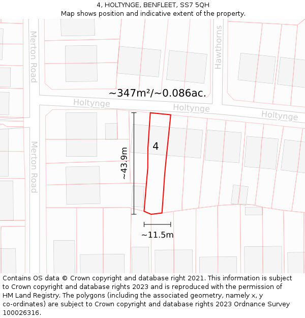 4, HOLTYNGE, BENFLEET, SS7 5QH: Plot and title map