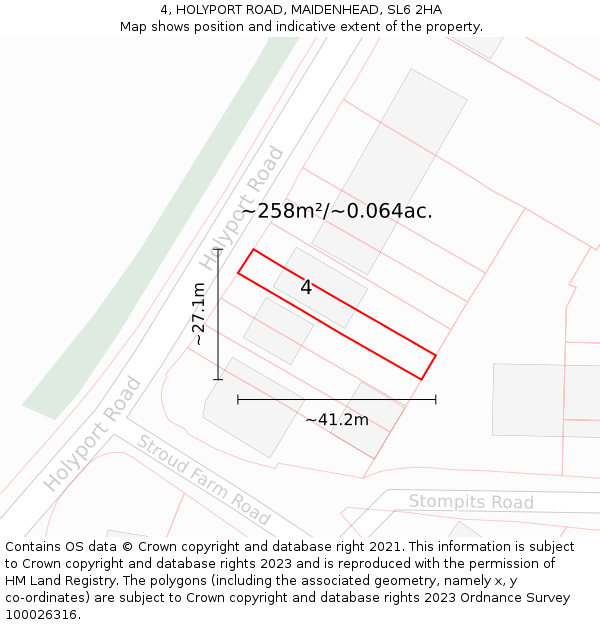 4, HOLYPORT ROAD, MAIDENHEAD, SL6 2HA: Plot and title map