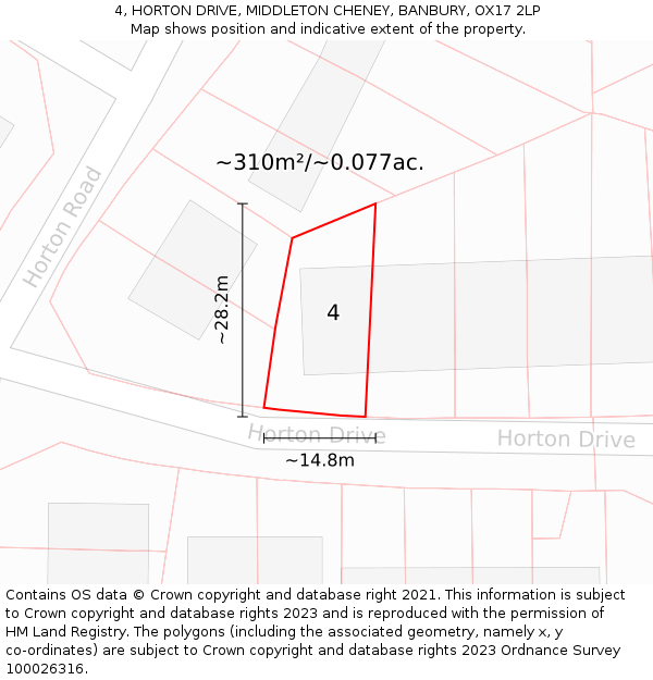 4, HORTON DRIVE, MIDDLETON CHENEY, BANBURY, OX17 2LP: Plot and title map