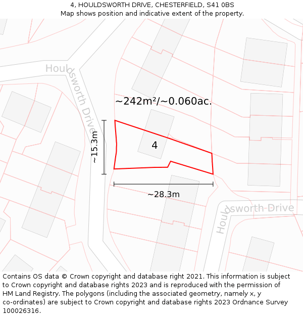 4, HOULDSWORTH DRIVE, CHESTERFIELD, S41 0BS: Plot and title map
