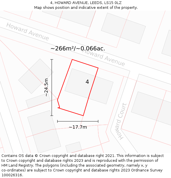 4, HOWARD AVENUE, LEEDS, LS15 0LZ: Plot and title map