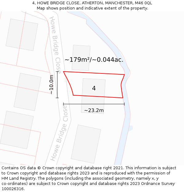 4, HOWE BRIDGE CLOSE, ATHERTON, MANCHESTER, M46 0QL: Plot and title map