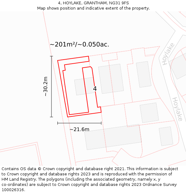 4, HOYLAKE, GRANTHAM, NG31 9FS: Plot and title map