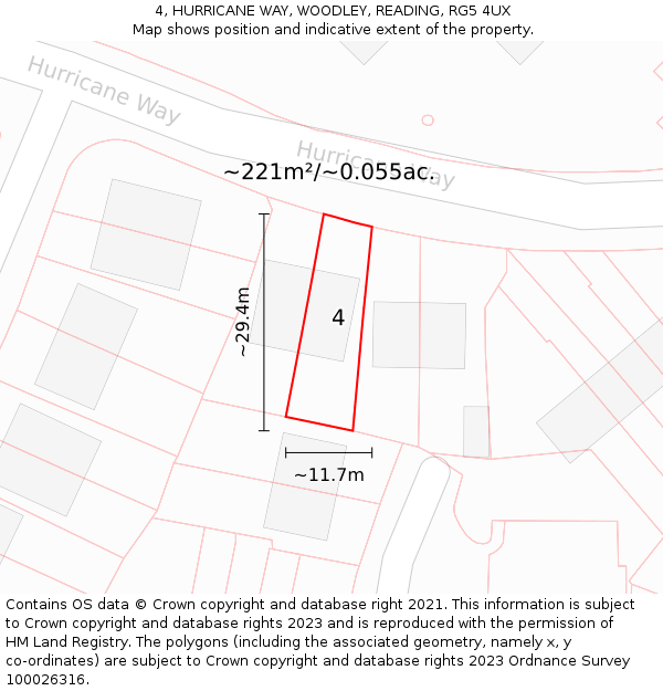 4, HURRICANE WAY, WOODLEY, READING, RG5 4UX: Plot and title map