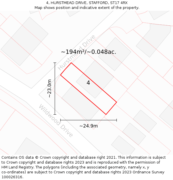 4, HURSTMEAD DRIVE, STAFFORD, ST17 4RX: Plot and title map