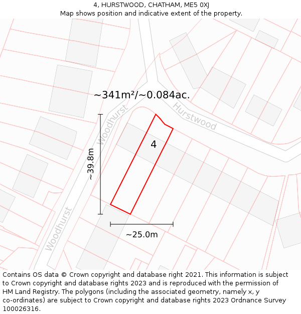 4, HURSTWOOD, CHATHAM, ME5 0XJ: Plot and title map