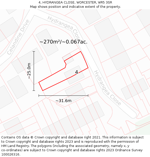 4, HYDRANGEA CLOSE, WORCESTER, WR5 3SR: Plot and title map