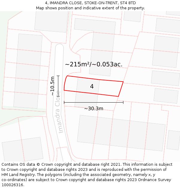 4, IMANDRA CLOSE, STOKE-ON-TRENT, ST4 8TD: Plot and title map