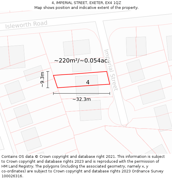 4, IMPERIAL STREET, EXETER, EX4 1QZ: Plot and title map