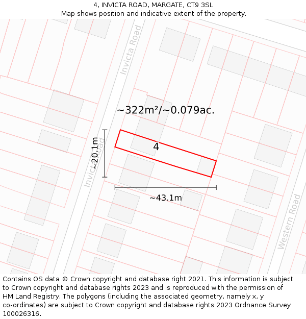 4, INVICTA ROAD, MARGATE, CT9 3SL: Plot and title map