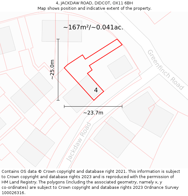 4, JACKDAW ROAD, DIDCOT, OX11 6BH: Plot and title map