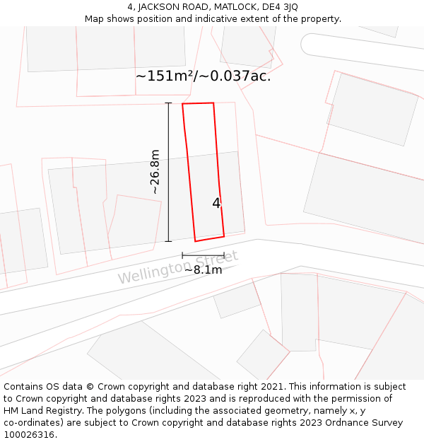 4, JACKSON ROAD, MATLOCK, DE4 3JQ: Plot and title map
